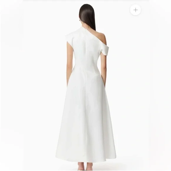 elliatt marissa white one shoulder asymmetrical hem maxi gown dress size medium - Picture 5 of 12